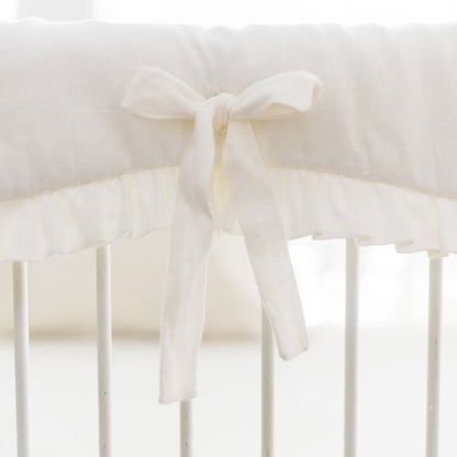 Ivory Linen Crib Bedding - 4 Piece Set