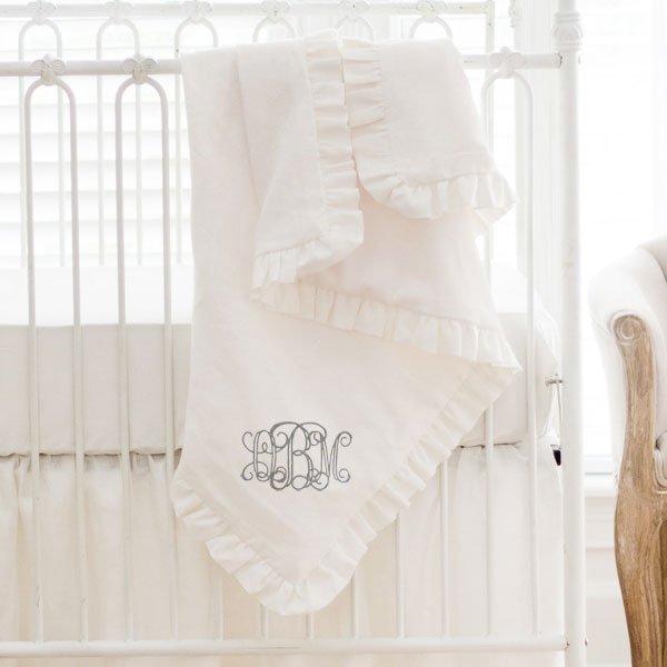 Ivory Linen Crib Blanket