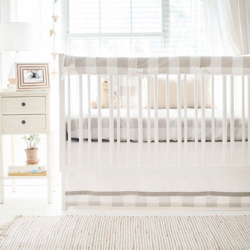 Khaki Buffalo Plaid Crib Bedding - 4 Piece Set - New Arrivals Inc