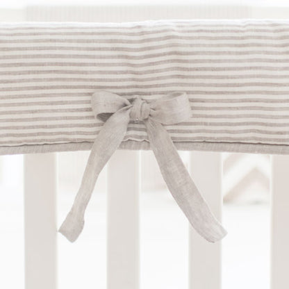 Kingston Ecru Stripe Linen Crib Bedding - 3 Piece Set - New Arrivals Inc