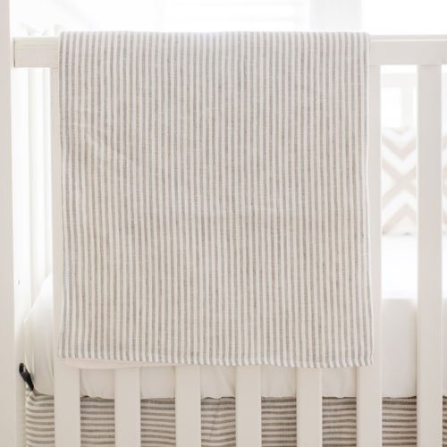 Kingston Ecru Stripe Linen Crib Blanket - New Arrivals Inc