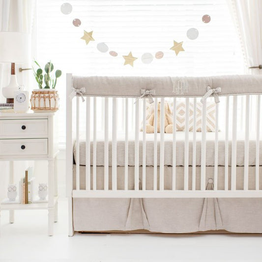 Kirkwood Oatmeal Linen Crib Bedding - New Arrivals Inc