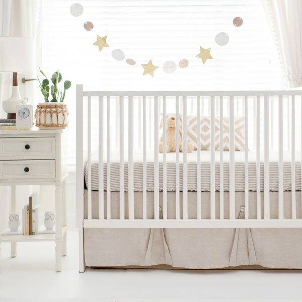 Kirkwood Oatmeal Linen Crib Bedding - 2 Piece Set - New Arrivals Inc