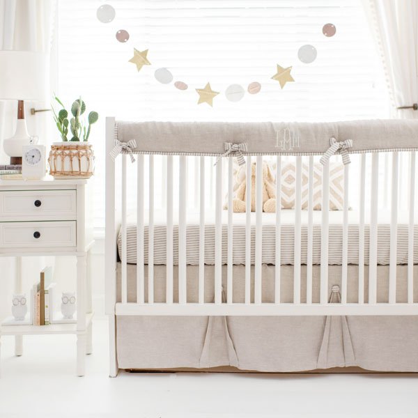Kirkwood Oatmeal Linen Crib Bedding - 3 Piece Set - New Arrivals Inc