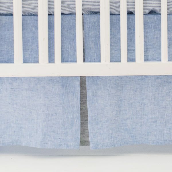 Nantucket Blue and Gray Linen Crib Bedding - 2 Piece Set - New Arrivals Inc