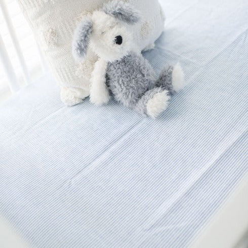 Nantucket Blue and Gray Linen Crib Bedding - 2 Piece Set - New Arrivals Inc