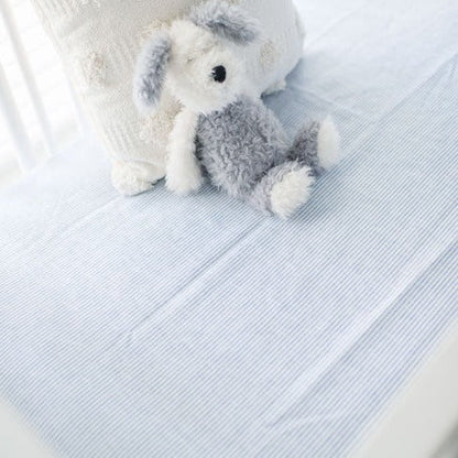 Nantucket Blue and Gray Linen Crib Bedding - 3 Piece Set - New Arrivals Inc
