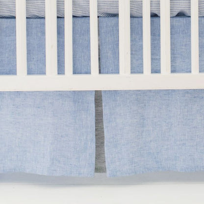 Nantucket Blue and Gray Linen Crib Bedding - 3 Piece Set - New Arrivals Inc