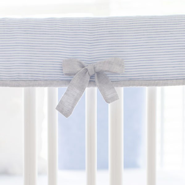 Nantucket Blue and Gray Linen Crib Bedding - 4 Piece Set - New Arrivals Inc