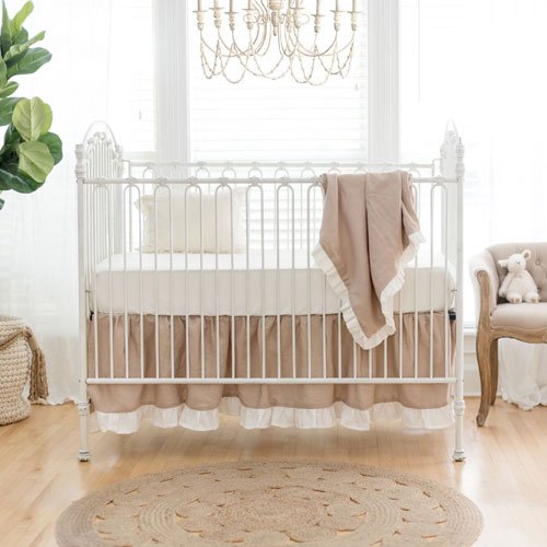 Natural Linen Crib Bedding - 2 Piece Set - New Arrivals Inc