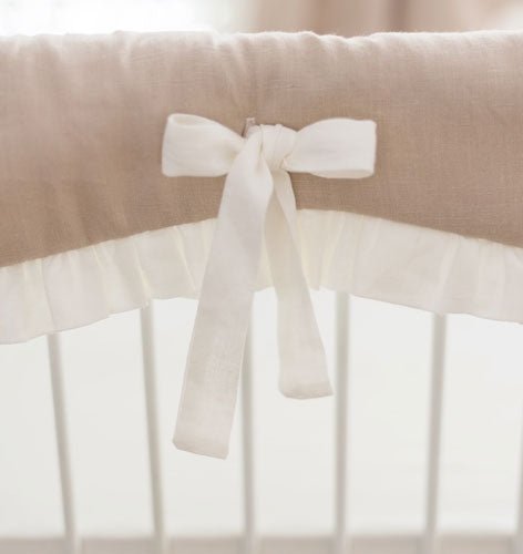 Natural Linen Crib Bedding - 3 Piece Set - New Arrivals Inc
