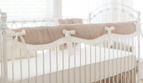 Natural linen crib online bedding