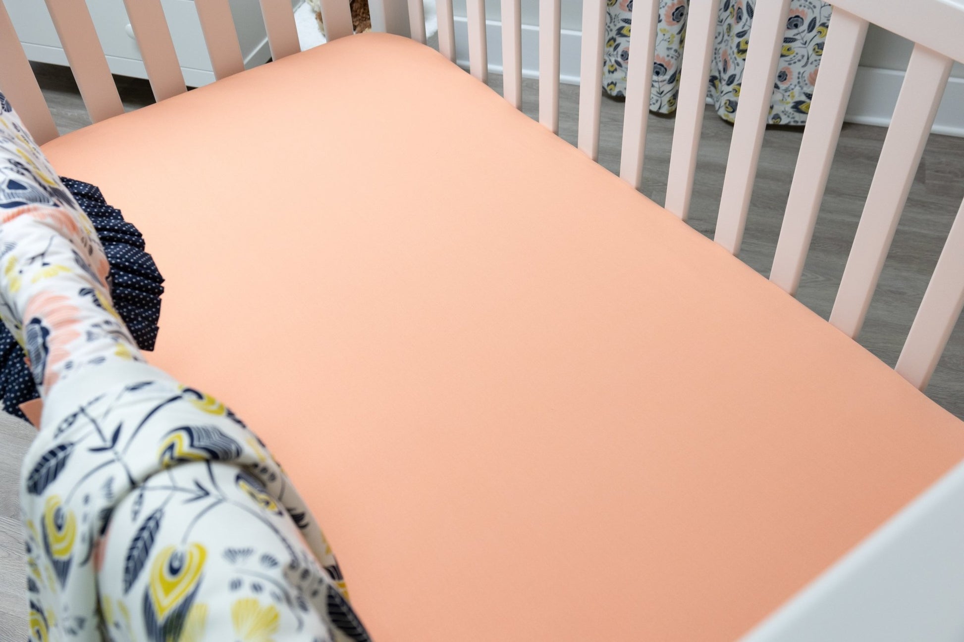 Navy and Peach Flora Crib Bedding - 4 Piece Set - New Arrivals Inc