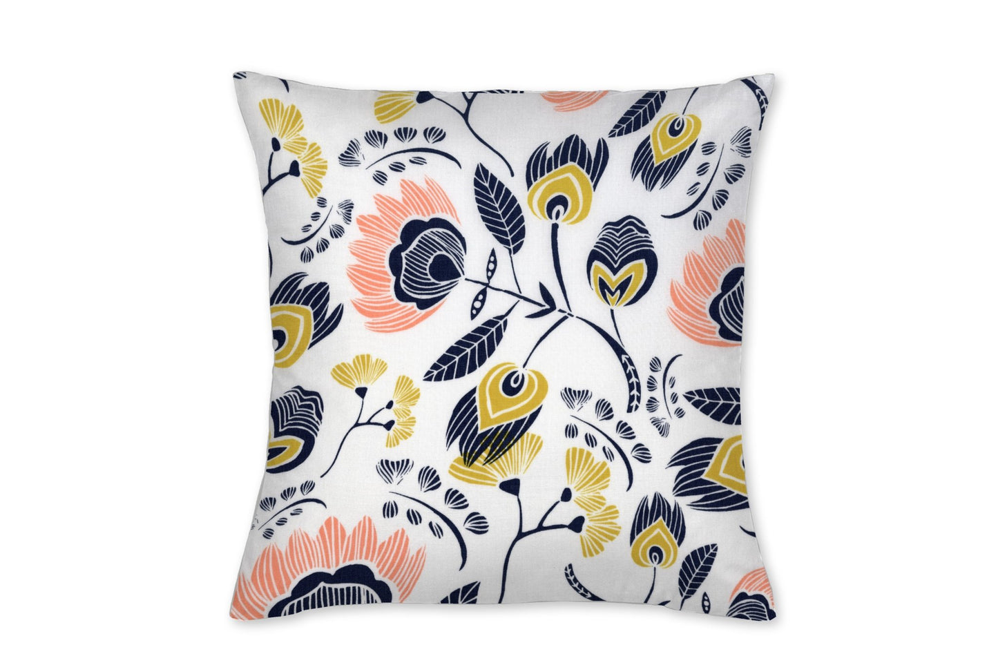 Navy and Peach Flora Throw Pillow - New Arrivals Inc