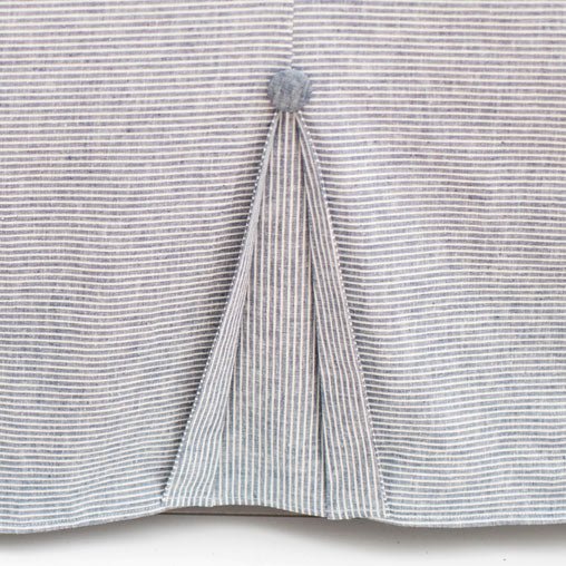 Newport Denim Blue Stripe Linen Crib Skirt - New Arrivals Inc