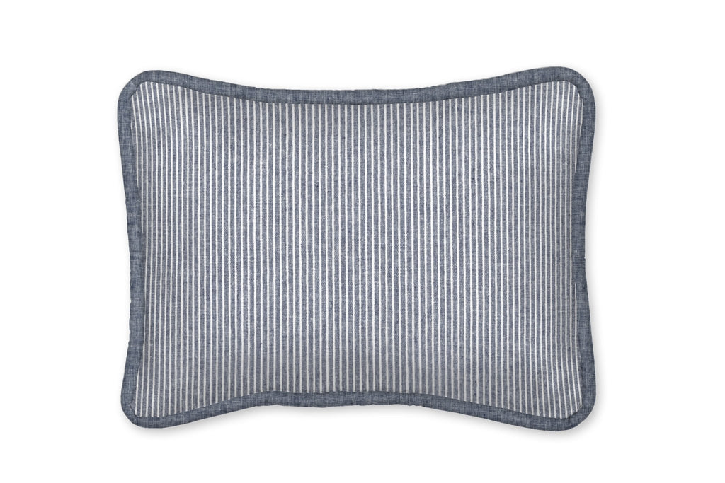 Newport Denim Blue Stripe Linen Decorative Pillow