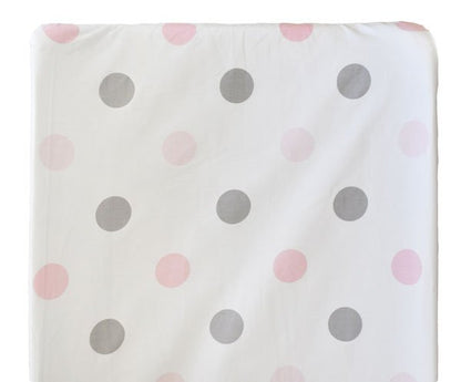 Olivia Rose Pink and Gray Polka Dot Crib Sheet - New Arrivals Inc