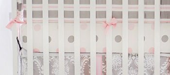 Olivia Rose Pink and Gray Polka Dot Crib Sheet - New Arrivals Inc