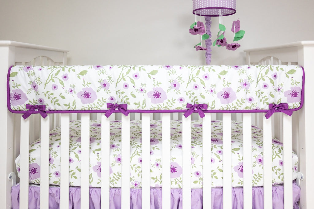 Painted Floral Crib Rail Guard Cover