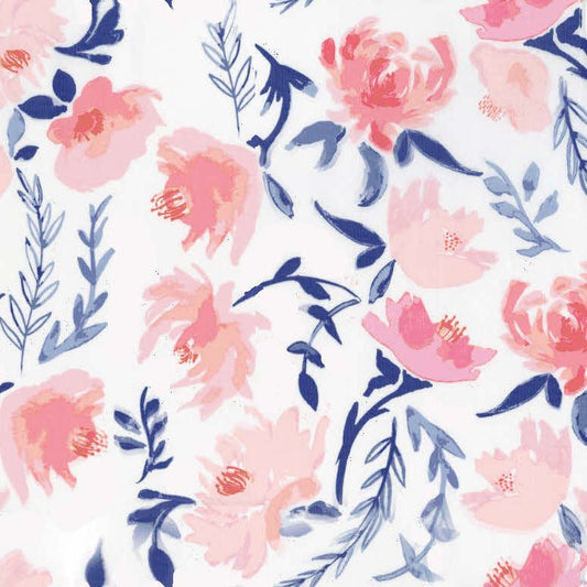 Pink and Blue Watercolor Floral - New Arrivals Inc