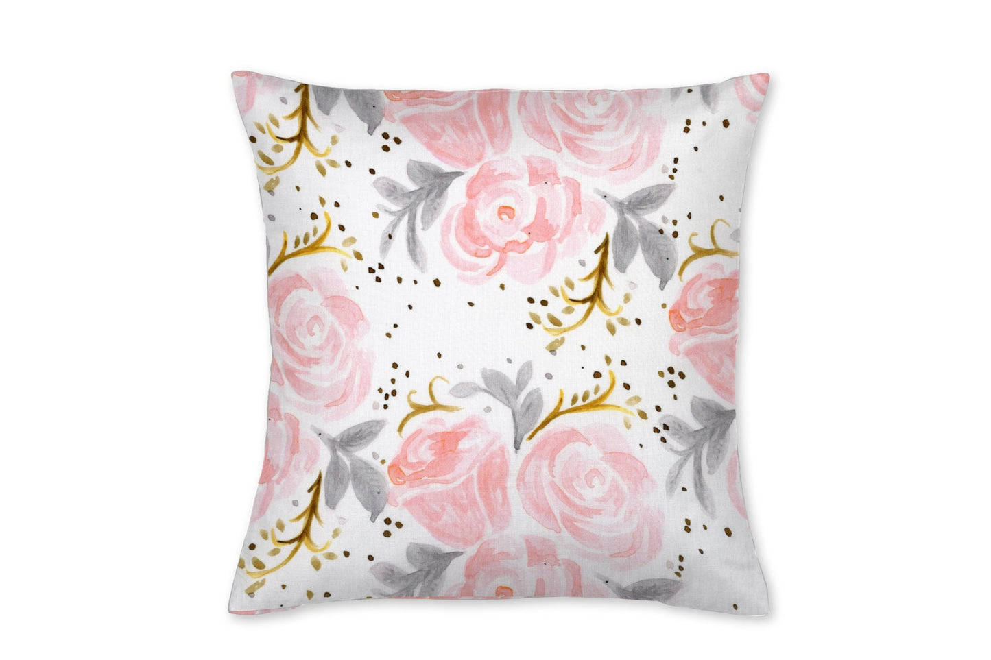 Pink and Gray Rose Throw Pillow - New Arrivals Inc