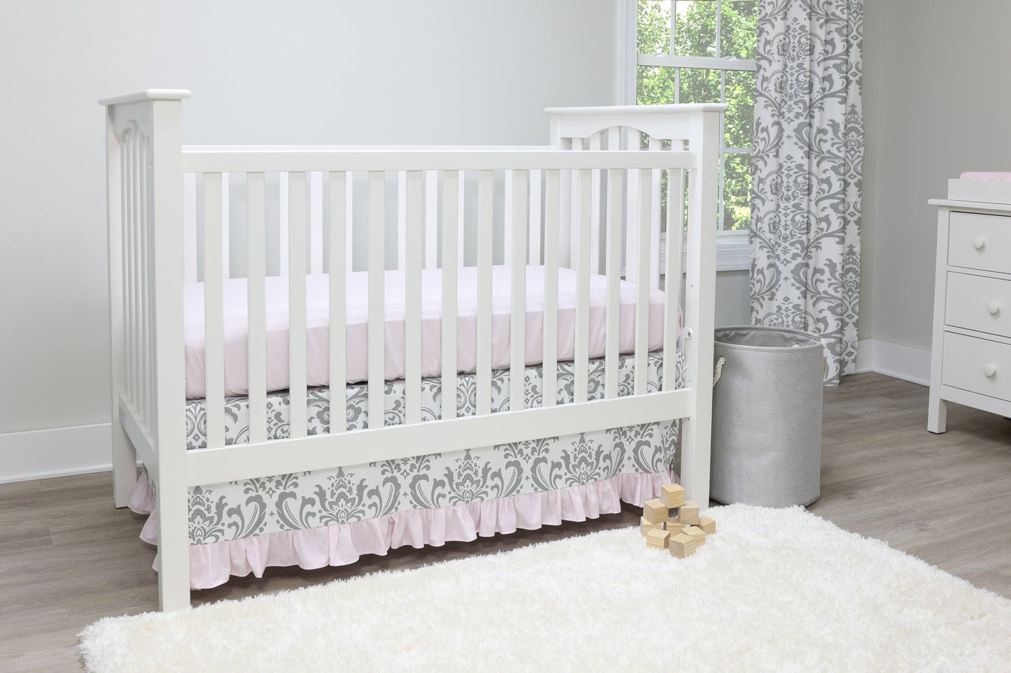 Pink and Gray Traditions Crib Bedding - 2 Piece Set - New Arrivals Inc