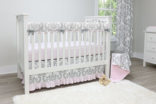 Pink and Gray Traditions Crib Bedding - 3 Piece Set - New Arrivals Inc