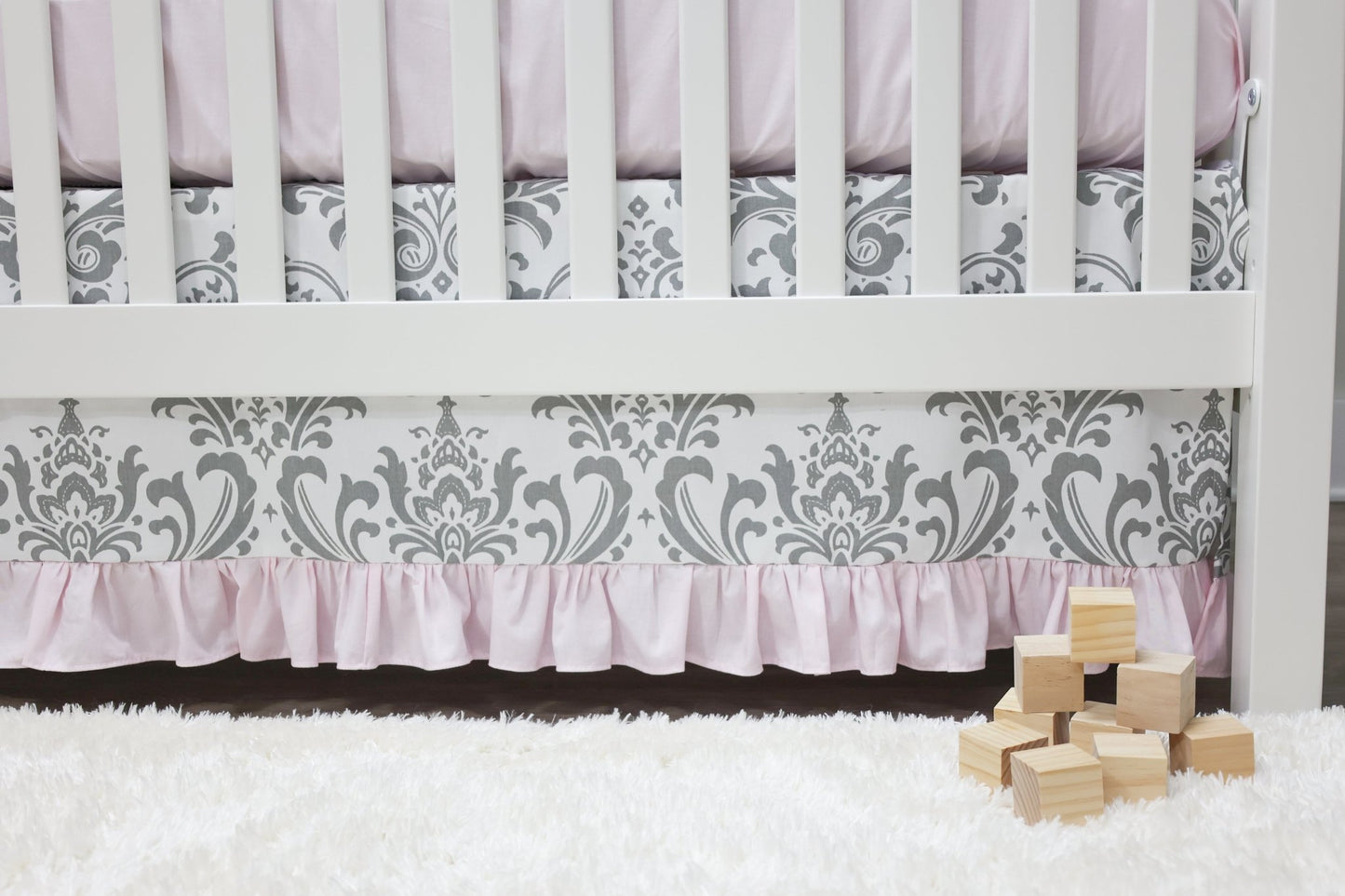 Pink and Gray Traditions Crib Bedding Piece Set