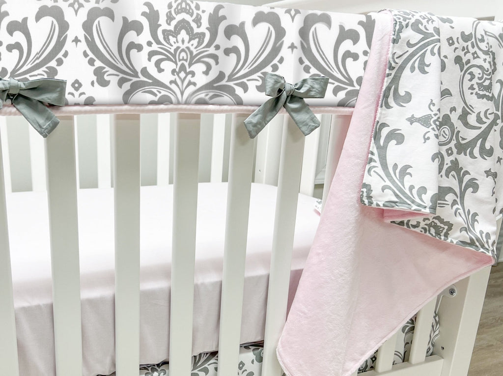 Pink and Gray Traditions Crib Blanket