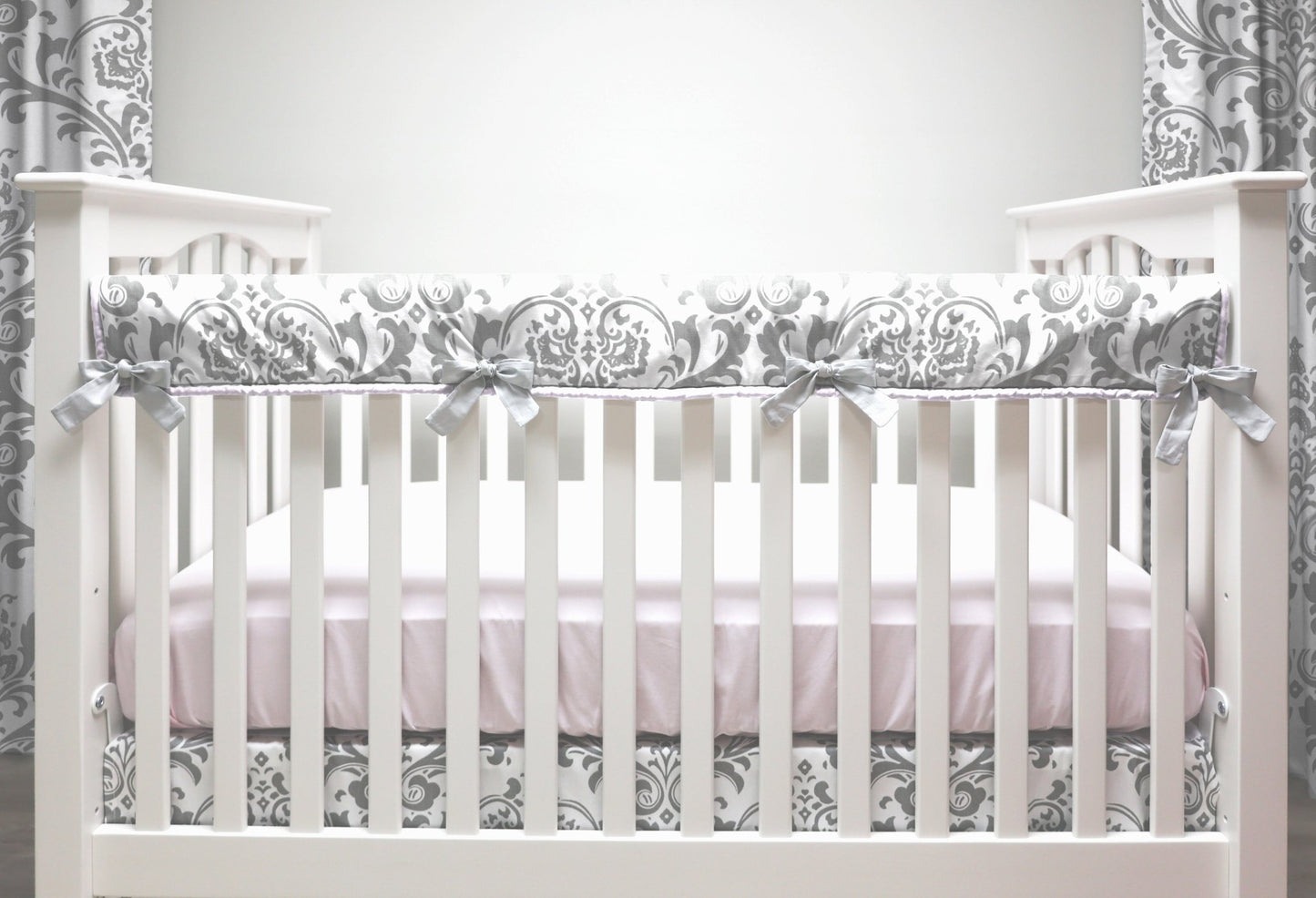 Pink and Gray Traditions Crib Rail Cover - New Arrivals Inc