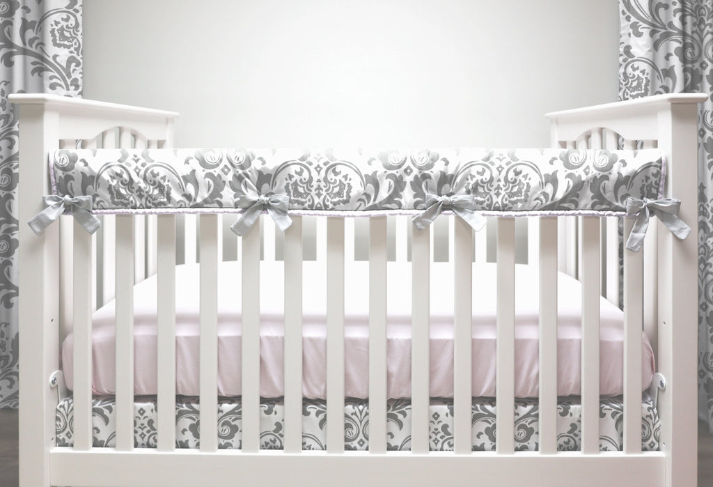 Pink and Gray Traditions Crib Rail Cover