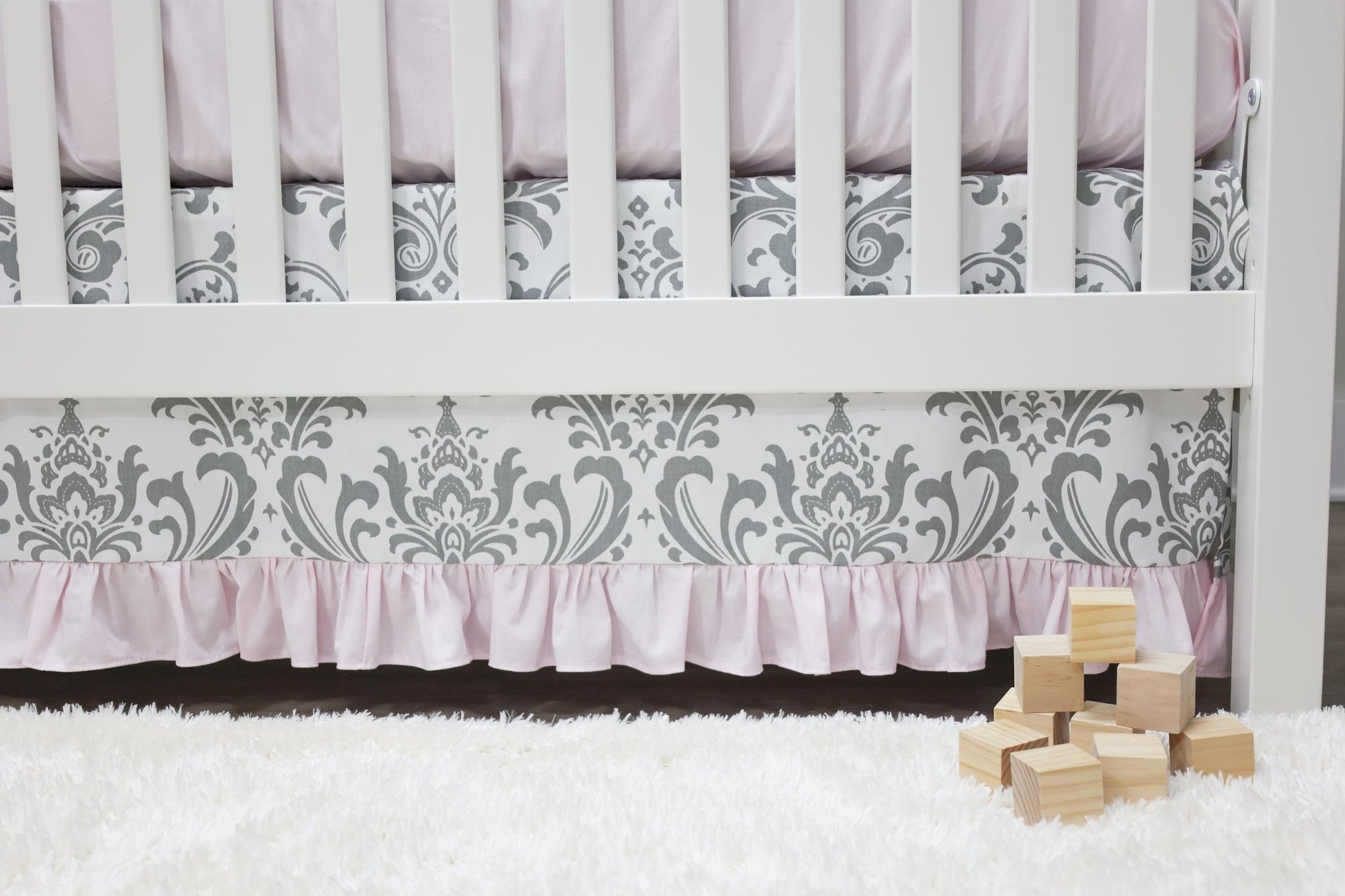 Pink and Gray Traditions Crib Skirt - New Arrivals Inc