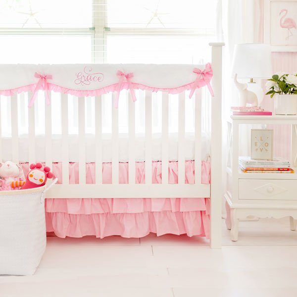 Pink and White Crib Bedding