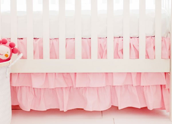 Pink and White Crib Skirt - New Arrivals Inc