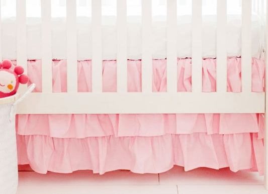 Pink and White Crib Skirt - New Arrivals Inc