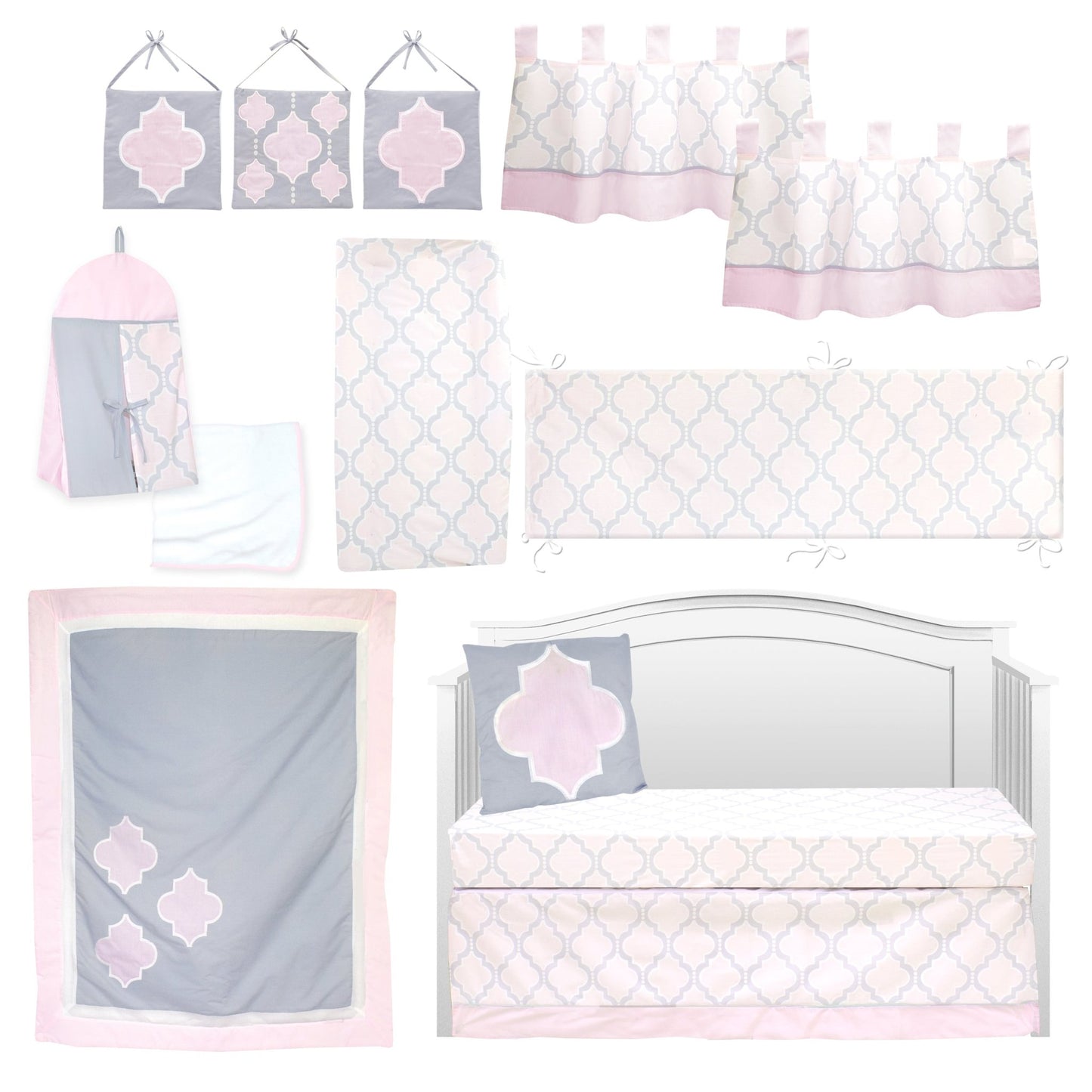 Pink Medallion 13 Piece Crib Bedding Set - New Arrivals Inc