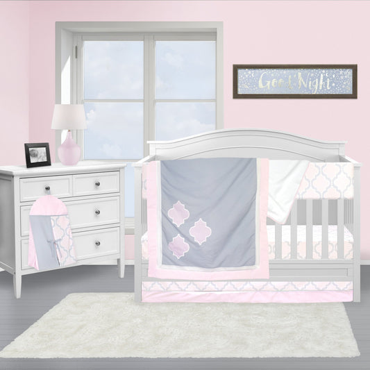Pink Medallion 6 Piece Crib Bedding Set - New Arrivals Inc