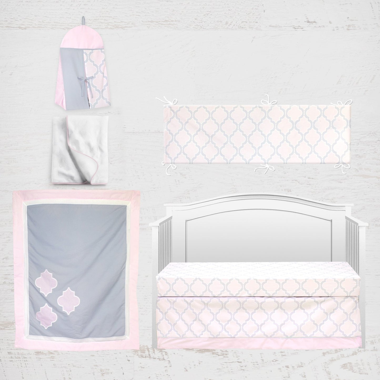 Pink Medallion 6 Piece Crib Bedding Set - New Arrivals Inc