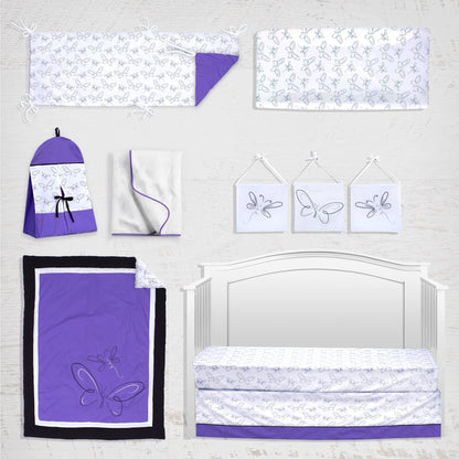 Purple Butterfly 10 Piece Crib Bedding Set - New Arrivals Inc