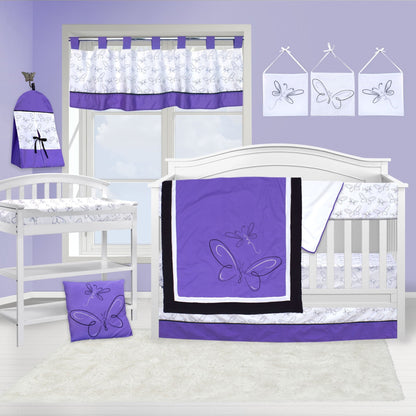 Purple Butterfly 13 Piece Crib Bedding Set - New Arrivals Inc