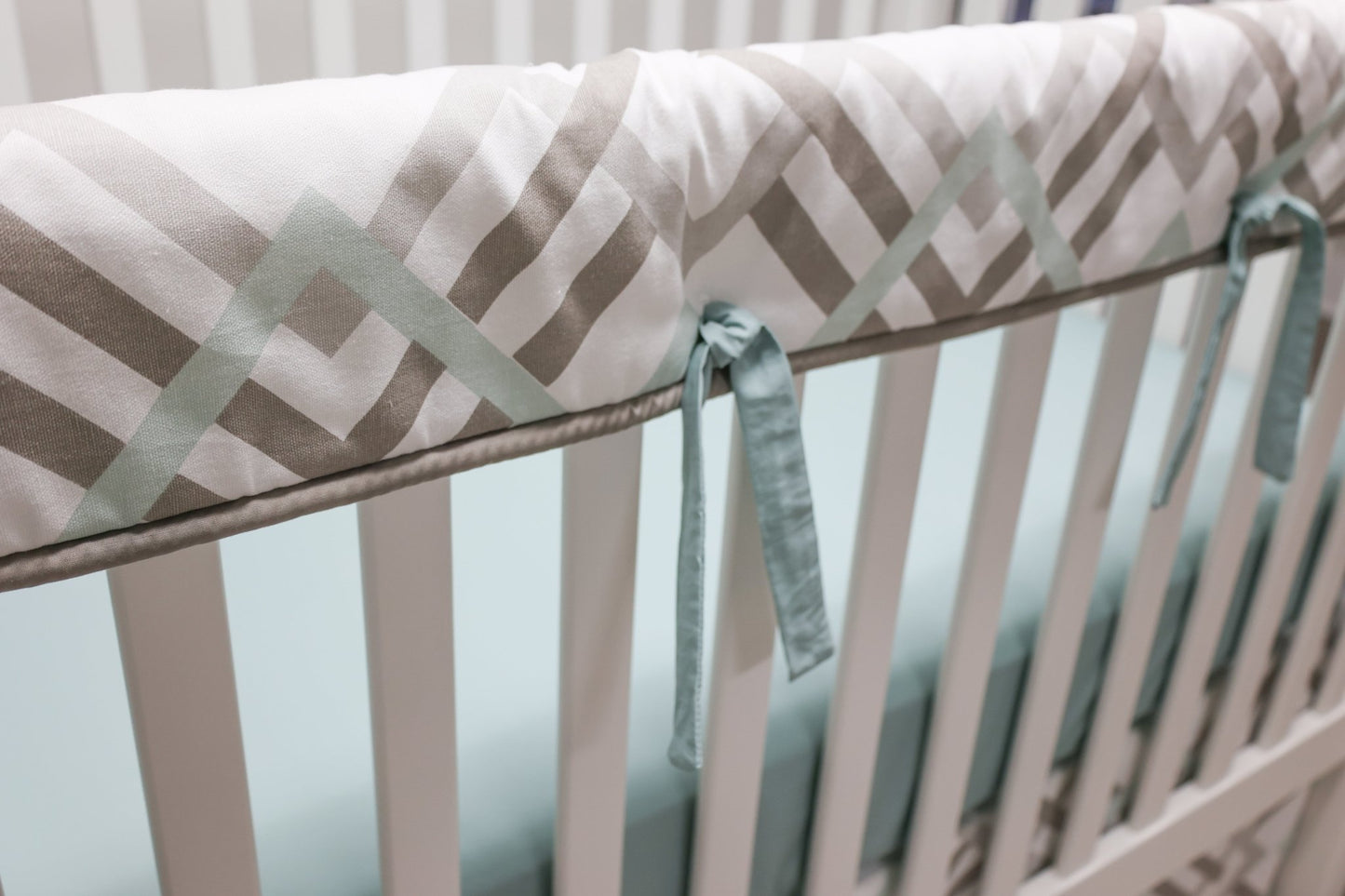 Robins Egg and Taupe Geometric Crib Bedding - 3 Piece Set - New Arrivals Inc