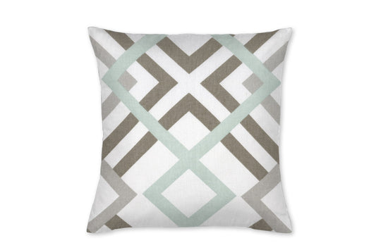Robins Egg and Taupe Geometric Throw Pillow - New Arrivals Inc
