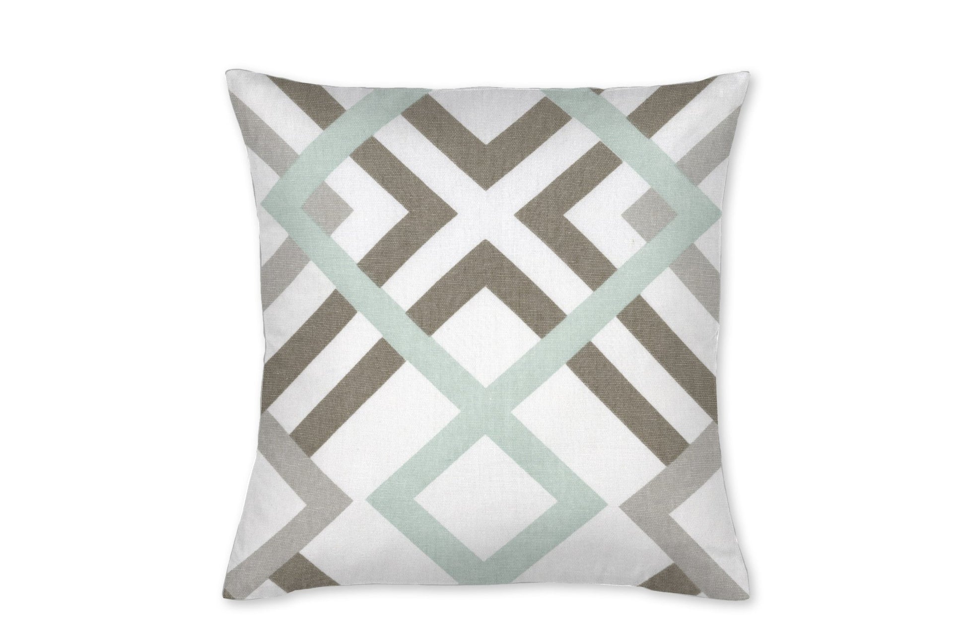 Robins Egg and Taupe Geometric Throw Pillow - New Arrivals Inc