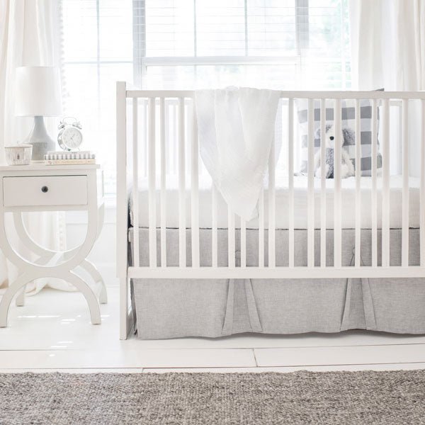 Savannah Gray Linen Crib Bedding - 2 Piece Set - New Arrivals Inc