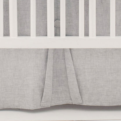 Savannah Gray Linen Crib Skirt - New Arrivals Inc