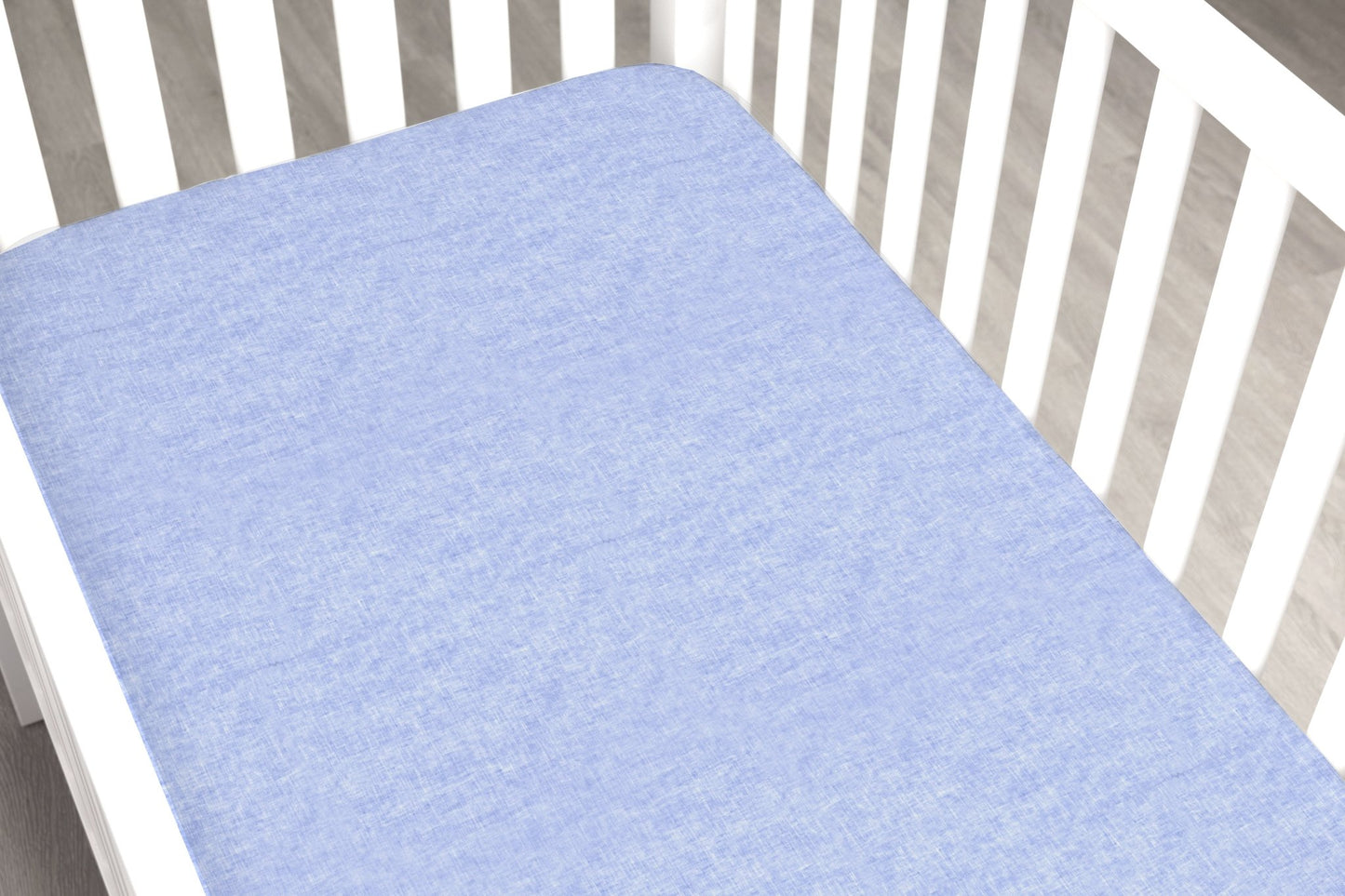 Seascape Blue Linen Crib Sheet - New Arrivals Inc