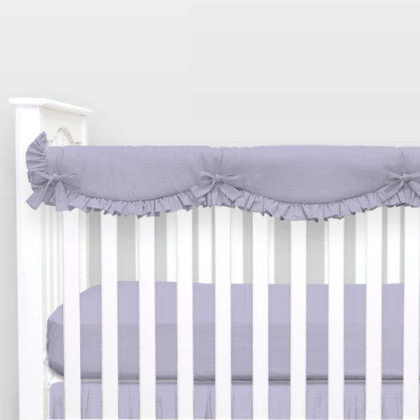 Solid Lilac Crib Rail Cover Scalloped with Ruffle