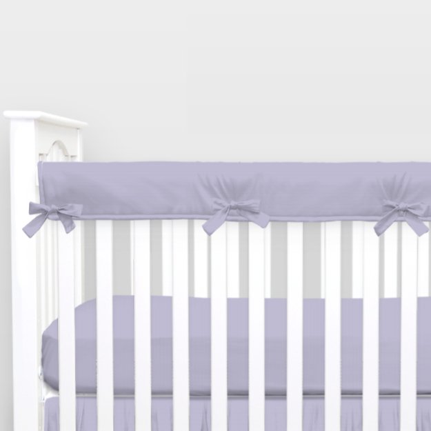 Solid Lilac Crib Rail Cover with Piping