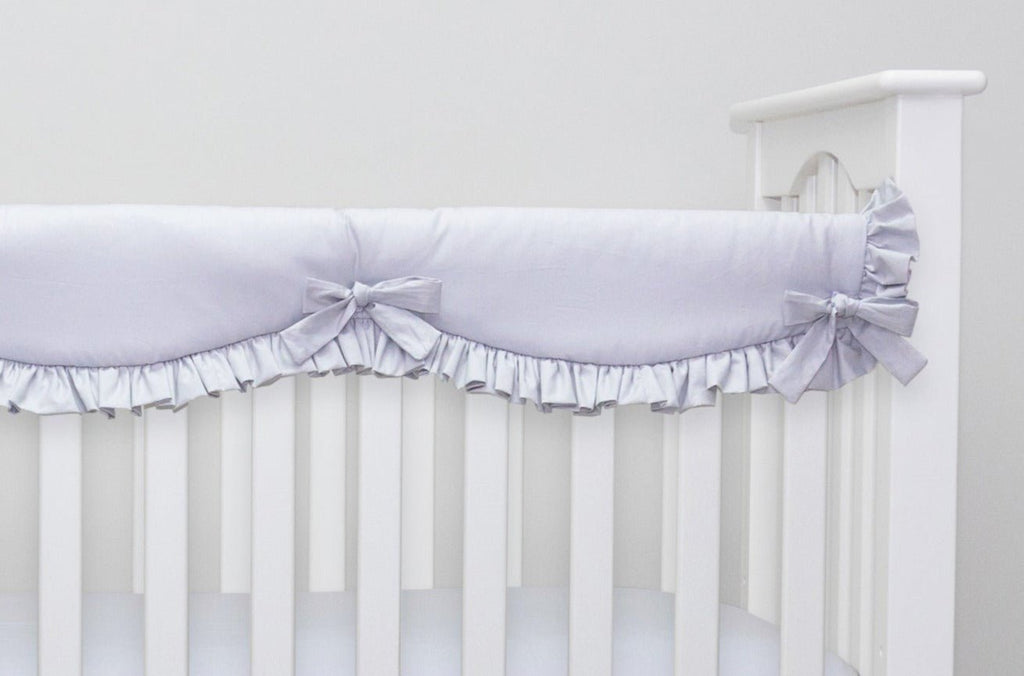 Solid Lilac Crib Rail Cover with Ruffle- Short Rail Guard (Set of 2)