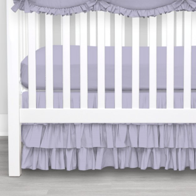 Solid Lilac Crib Skirt Three Tier